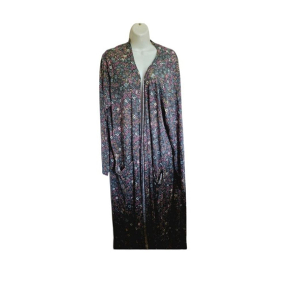 LuLaRoe Sweaters - LuLaRoe Black Floral geometric 80s aesthetic sz XL duster linen blend cardigan